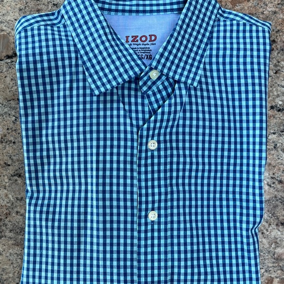 IZOD Men's Light Weight Poplin Gingham Check Shirt Sz XL - Picture 3 of 5